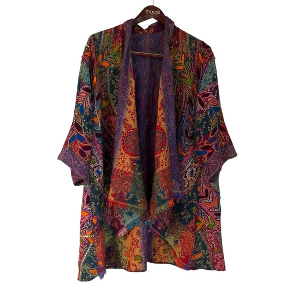 Bok 100% Wool Kimono Jacket Embroidered and Paisley Motif - Picture 7 of 10